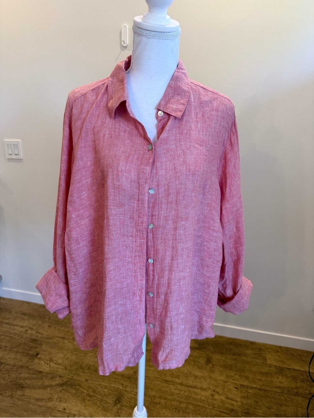 Cynthia Rowley 100% Linen Button-Down Shirt Lagenlook Boho Plus Size 3X
